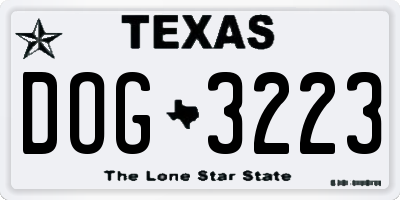 TX license plate DOG3223