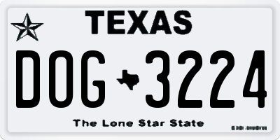 TX license plate DOG3224