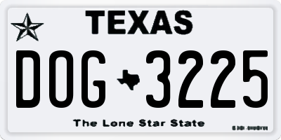 TX license plate DOG3225