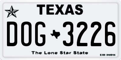 TX license plate DOG3226