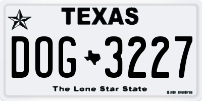TX license plate DOG3227