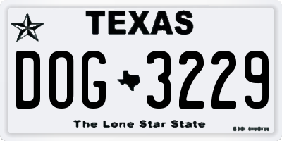 TX license plate DOG3229