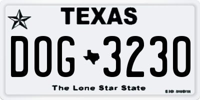 TX license plate DOG3230