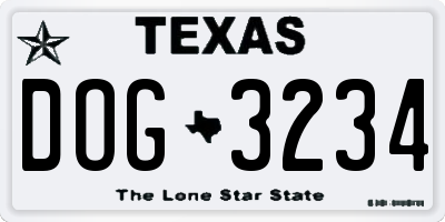 TX license plate DOG3234
