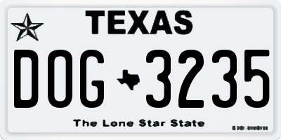 TX license plate DOG3235