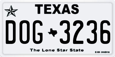TX license plate DOG3236
