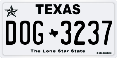 TX license plate DOG3237