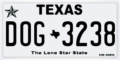 TX license plate DOG3238