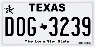 TX license plate DOG3239