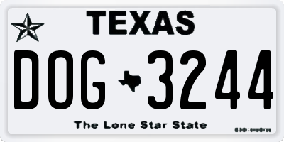 TX license plate DOG3244