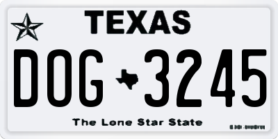 TX license plate DOG3245
