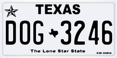 TX license plate DOG3246