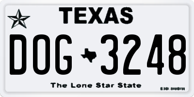 TX license plate DOG3248