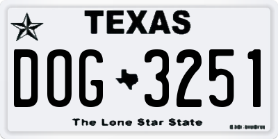 TX license plate DOG3251