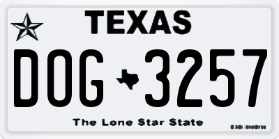 TX license plate DOG3257