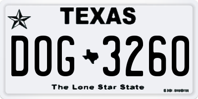 TX license plate DOG3260