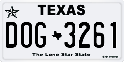 TX license plate DOG3261