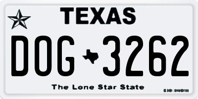 TX license plate DOG3262