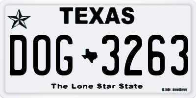 TX license plate DOG3263