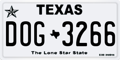 TX license plate DOG3266