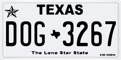 TX license plate DOG3267