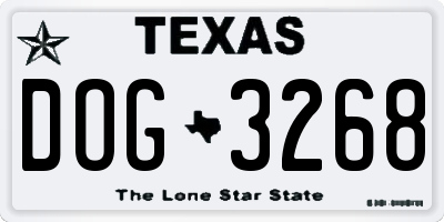 TX license plate DOG3268