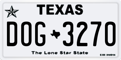 TX license plate DOG3270