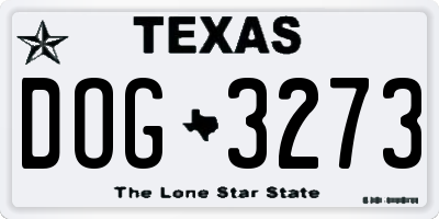 TX license plate DOG3273