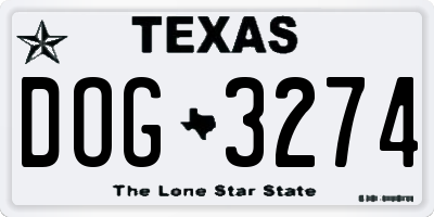 TX license plate DOG3274