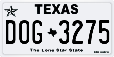 TX license plate DOG3275