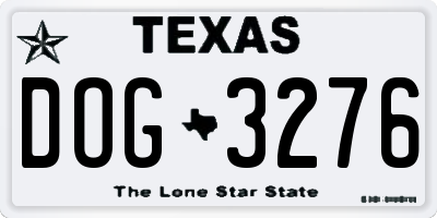TX license plate DOG3276