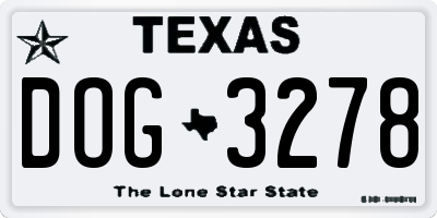 TX license plate DOG3278