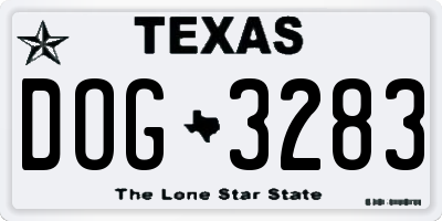 TX license plate DOG3283
