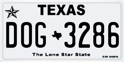 TX license plate DOG3286