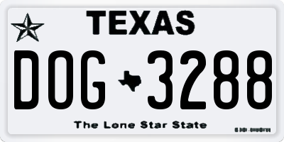 TX license plate DOG3288