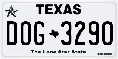 TX license plate DOG3290