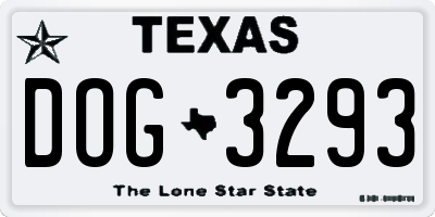 TX license plate DOG3293