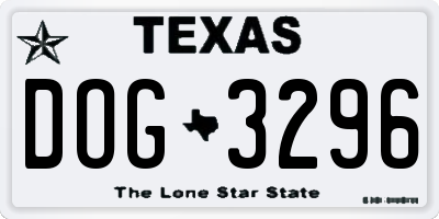 TX license plate DOG3296