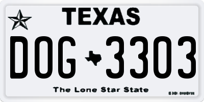 TX license plate DOG3303