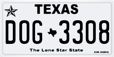 TX license plate DOG3308