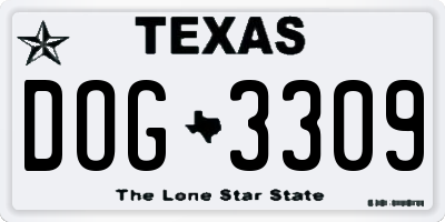TX license plate DOG3309