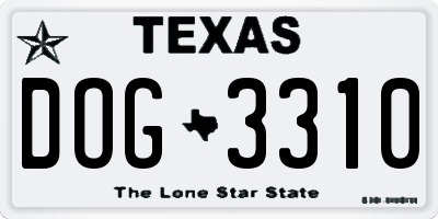 TX license plate DOG3310