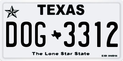 TX license plate DOG3312