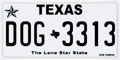 TX license plate DOG3313