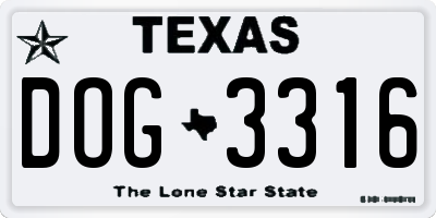 TX license plate DOG3316