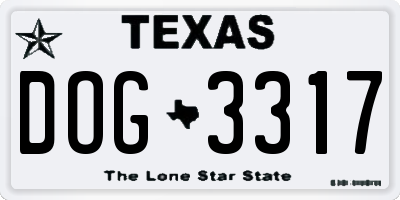 TX license plate DOG3317