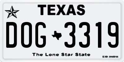 TX license plate DOG3319