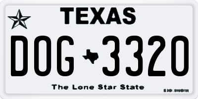 TX license plate DOG3320
