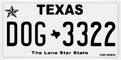 TX license plate DOG3322