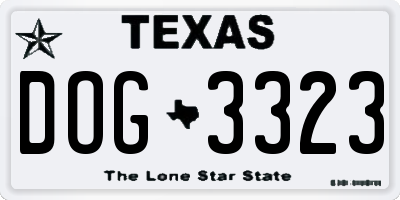 TX license plate DOG3323